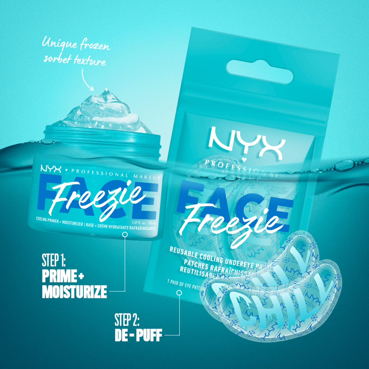 NYX Face Freezie in morning routine flatlay for quick multitasking prep