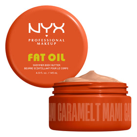 NYX PROFESSIONAL MAKEUP front jar showcasing caramel-scented body butter for visible glow