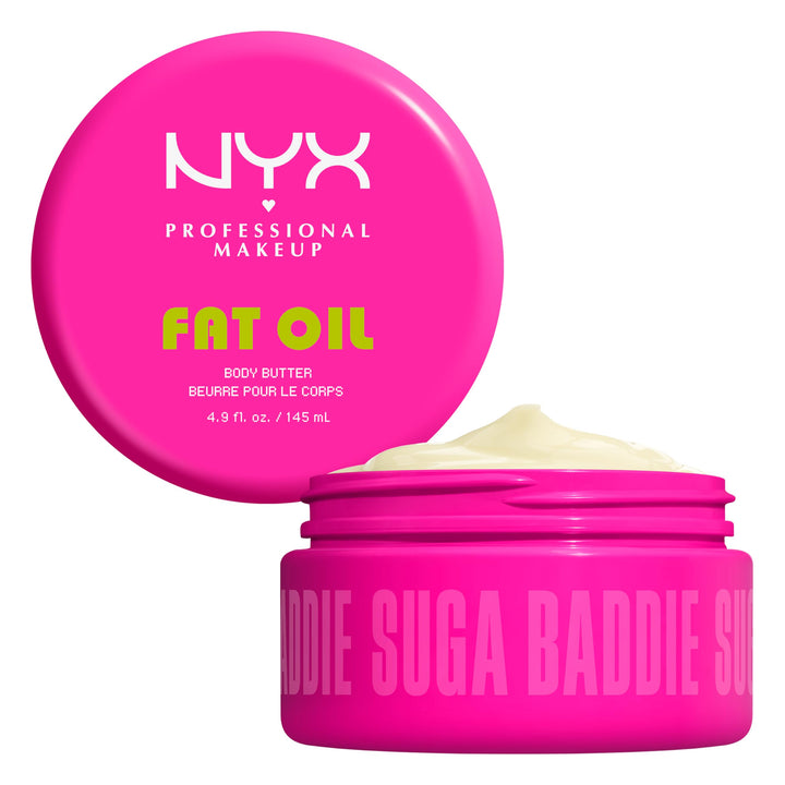NYX jar front view showing packaging and glossy body butter benefit