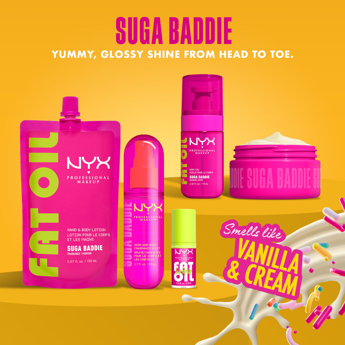 NYX model applying body butter before evening out to show radiant glow benefit