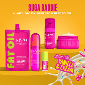 NYX model applying body butter before evening out to show radiant glow benefit