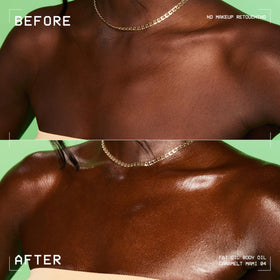 NYX PROFESSIONAL MAKEUP applied to décolletage for bronzed reflective finish