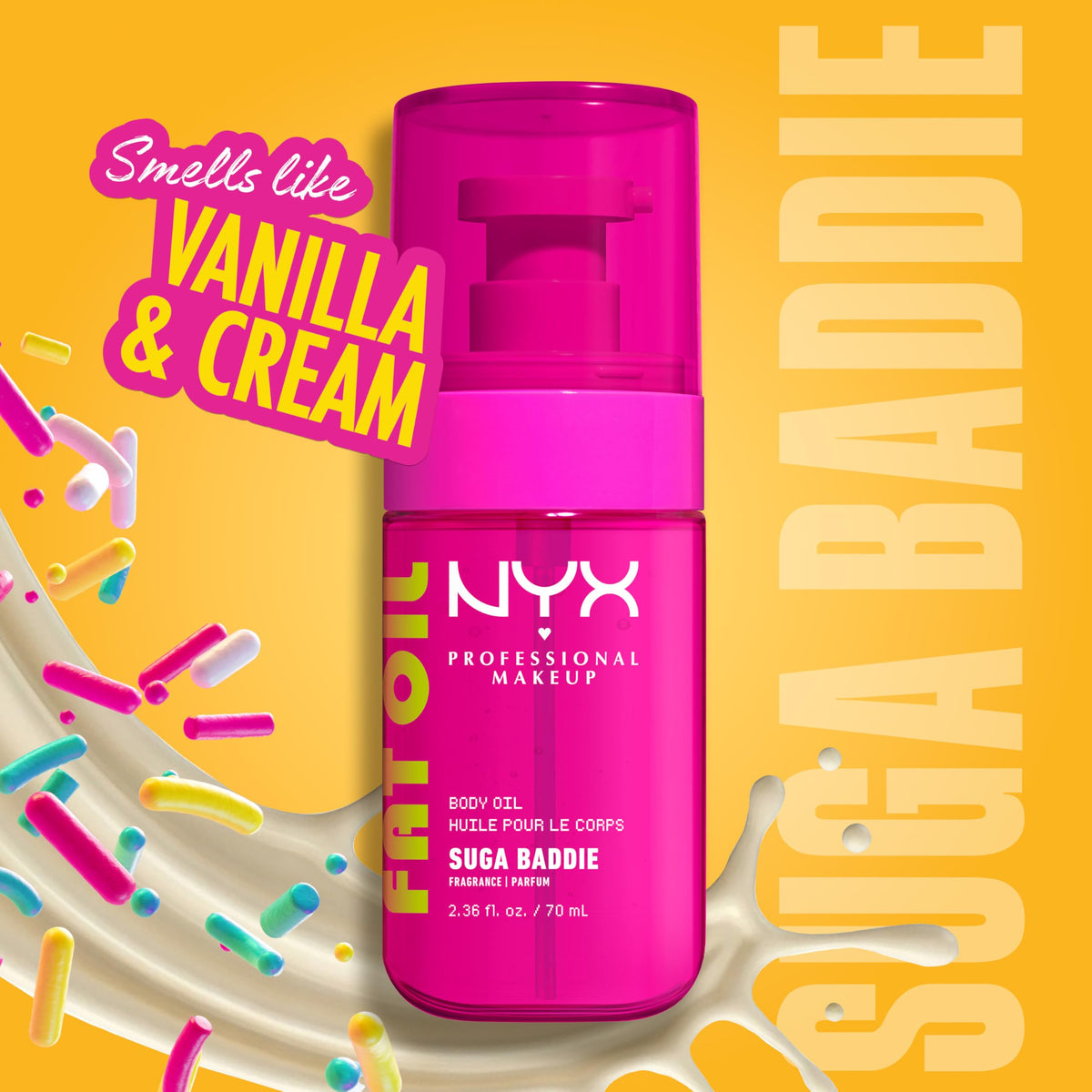 NYX Fat Oil pump dispenser detail demonstrating easy, controlled application