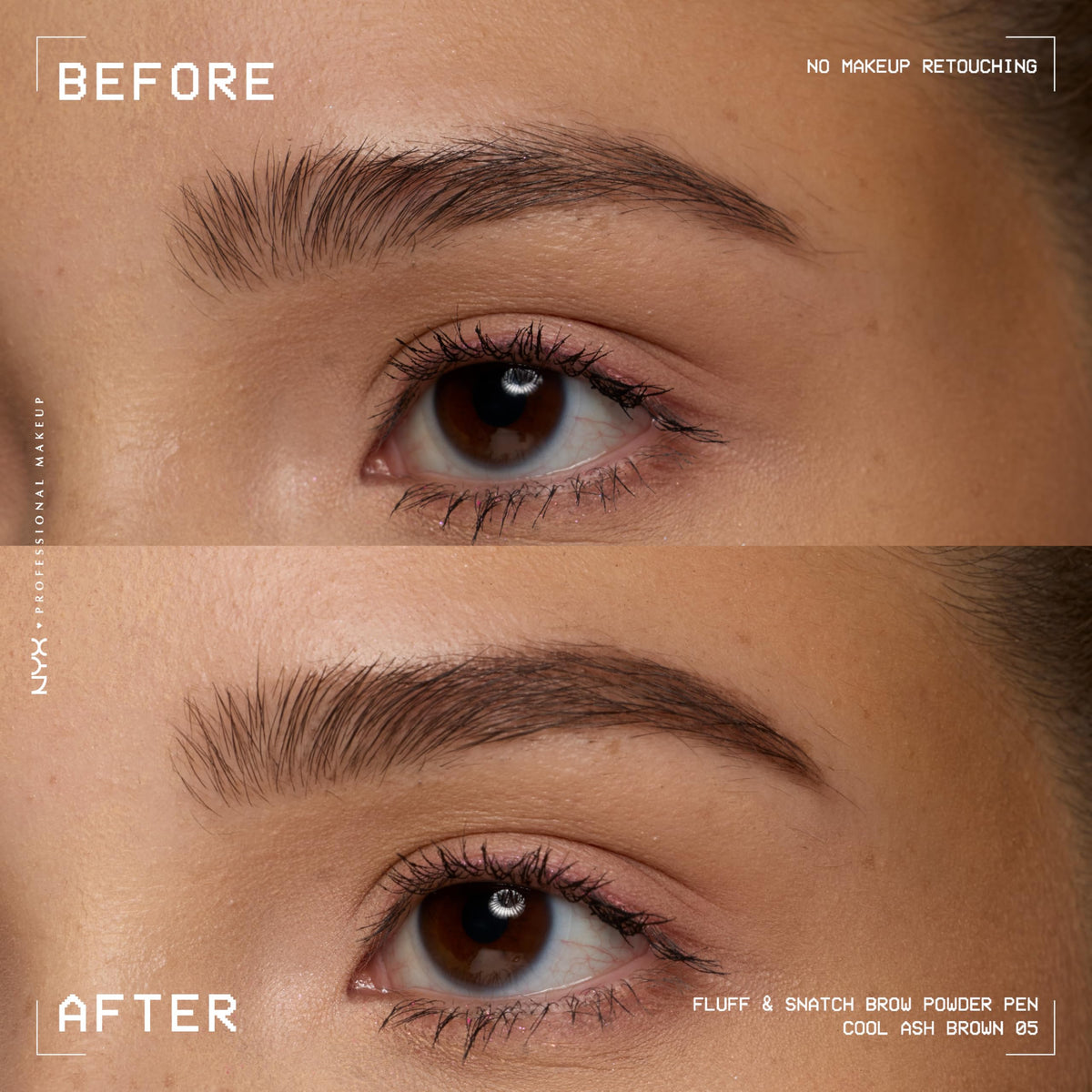 NYX PROFESSIONAL MAKEUP paired with brow glue stylers to show long-hold pairing