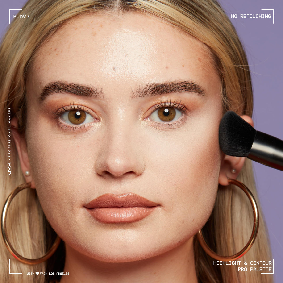 NYX PROFESSIONAL MAKEUP applying contour to cheek with brush demonstrating sculpting benefit