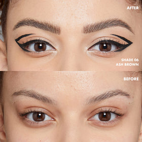 NYX PROFESSIONAL MAKEUP ash brown next to hair sample showing shade match
