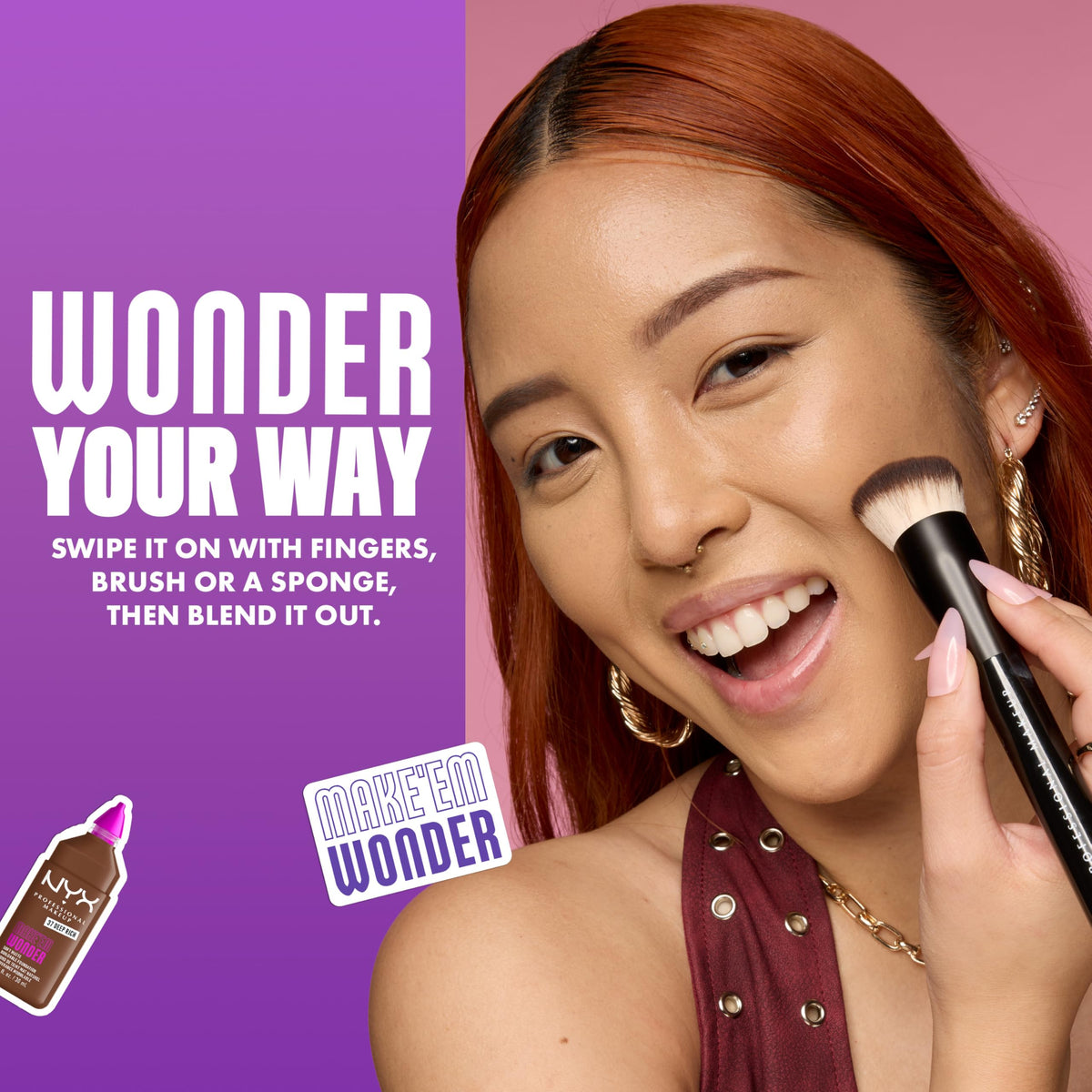 NYX PROFESSIONAL MAKEUP before and after comparison showing evened skin tone benefit