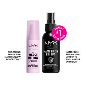 NYX setting spray bottle front packaging highlighting matte finish control