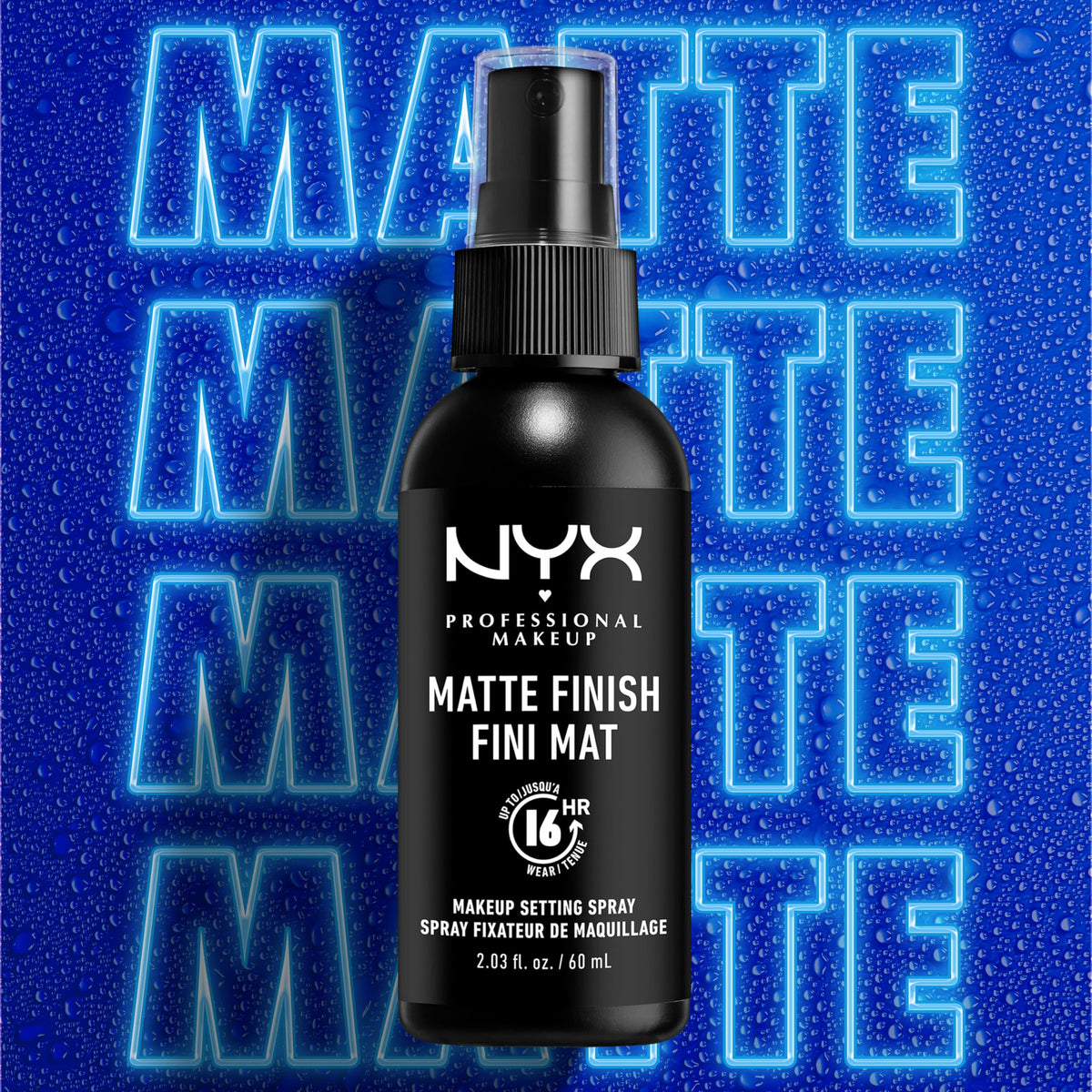 NYX PROFESSIONAL MAKEUP setting spray used during evening makeup for lasting finish