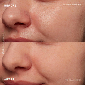NYX PROFESSIONAL MAKEUP before and after cheek showing pore reduction