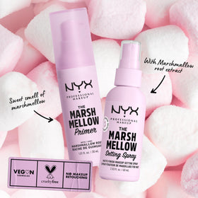 NYX PROFESSIONAL MAKEUP primer next to foundation showing improved makeup synergy benefit