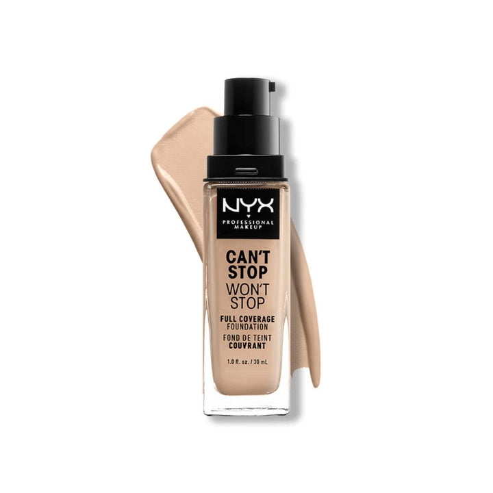 NYX PROFESSIONAL MAKEUP front bottle showing Light Ivory shade and clear labeling benefit: shade clarity