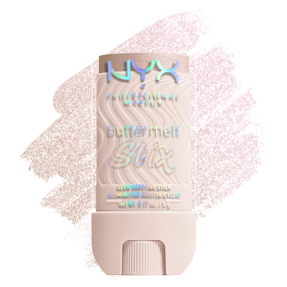 NYX PROFESSIONAL MAKEUP front view of Buttermelt Glaze Stix showing slim packaging and label