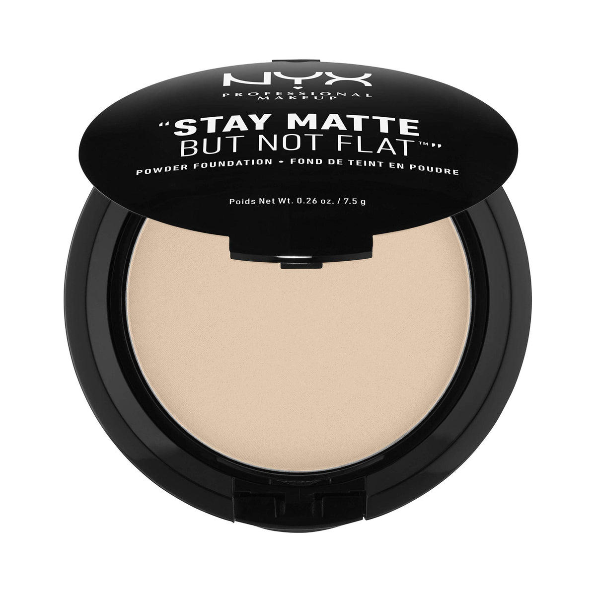 NYX PROFESSIONAL MAKEUP compact front view shows packaging and shade for easy selection