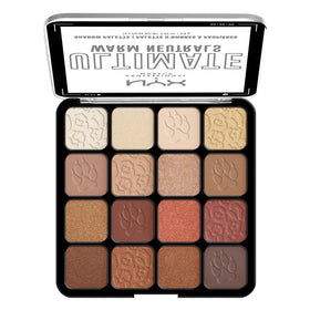 NYX PROFESSIONAL MAKEUP open palette displaying 16 shades for versatile looks