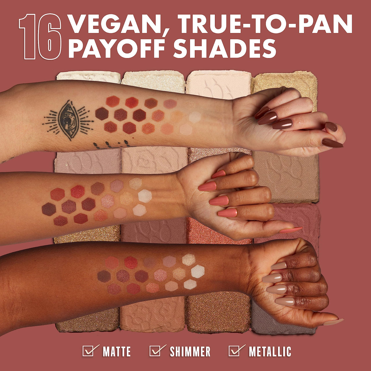 NYX PROFESSIONAL MAKEUP palette size in hand for travel-friendly scale