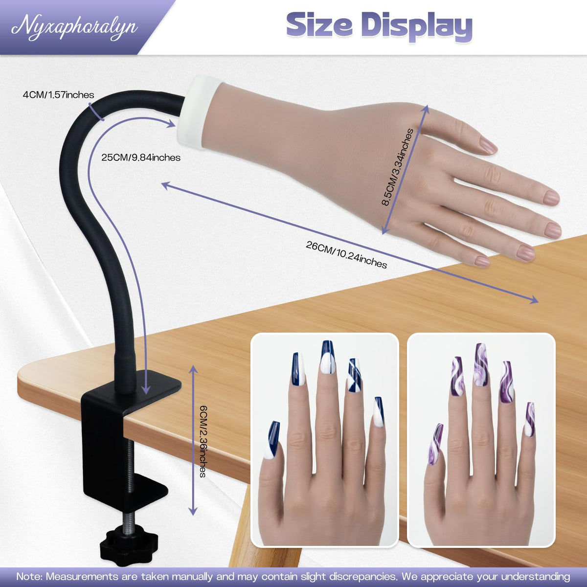 Nyxaphoralyn next to ruler showing true-to-scale size for accurate practice