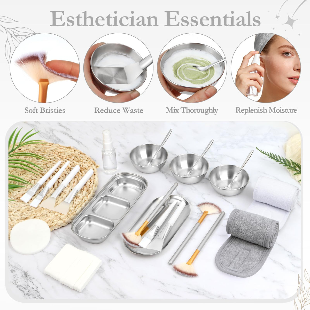 Nyxuso assortment of fan brushes and silicone applicators for precise application