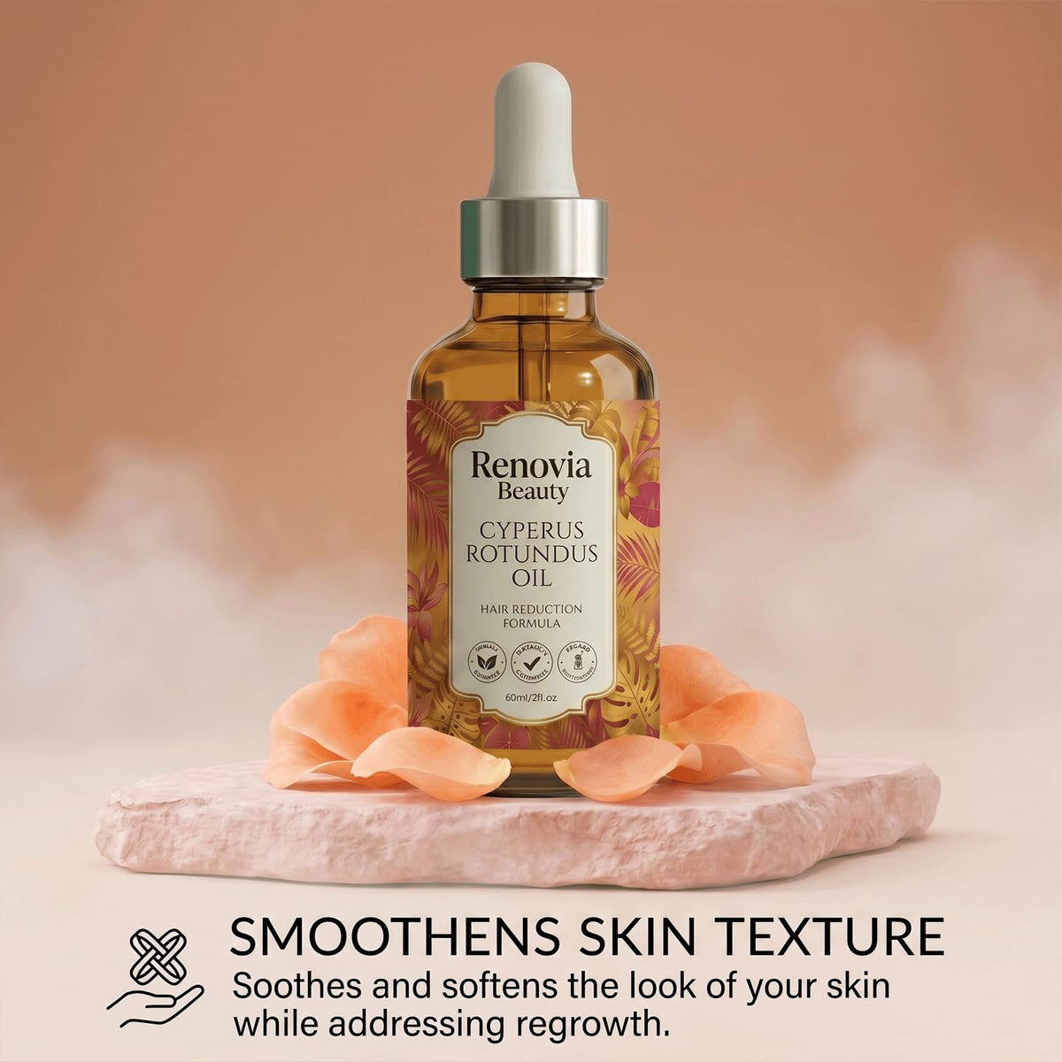 NYYQYYN Renovia oil texture drop on finger demonstrating lightweight absorption benefit