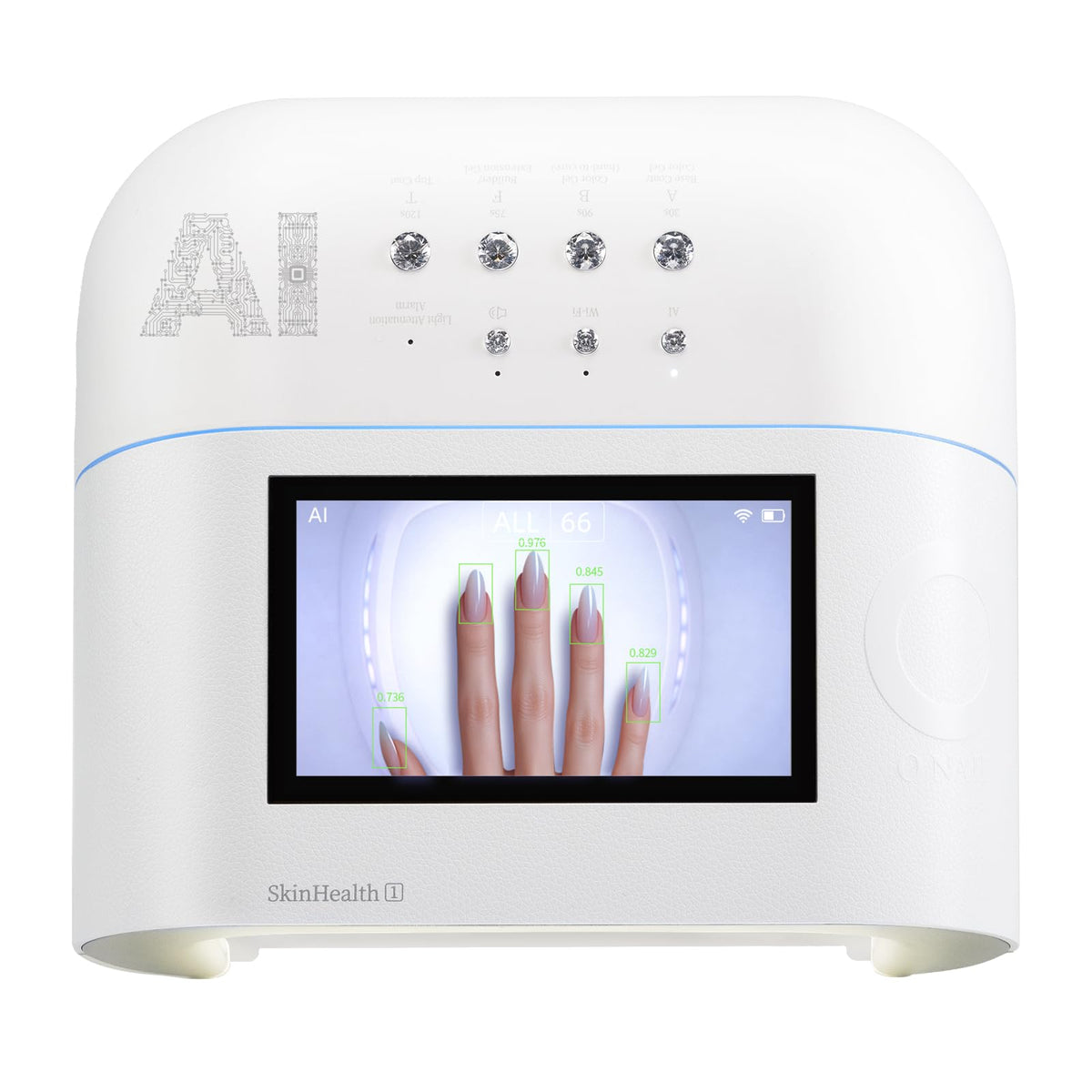 O NAIL front view of lamp showing sleek salon-ready design and fast curing benefit