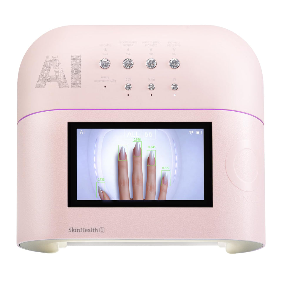 O NAIL lamp front view showing pink finish and salon-grade build benefit