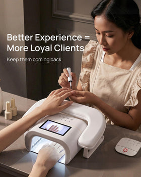 O NAIL lamp button and leather texture detail showing premium durable finish benefit