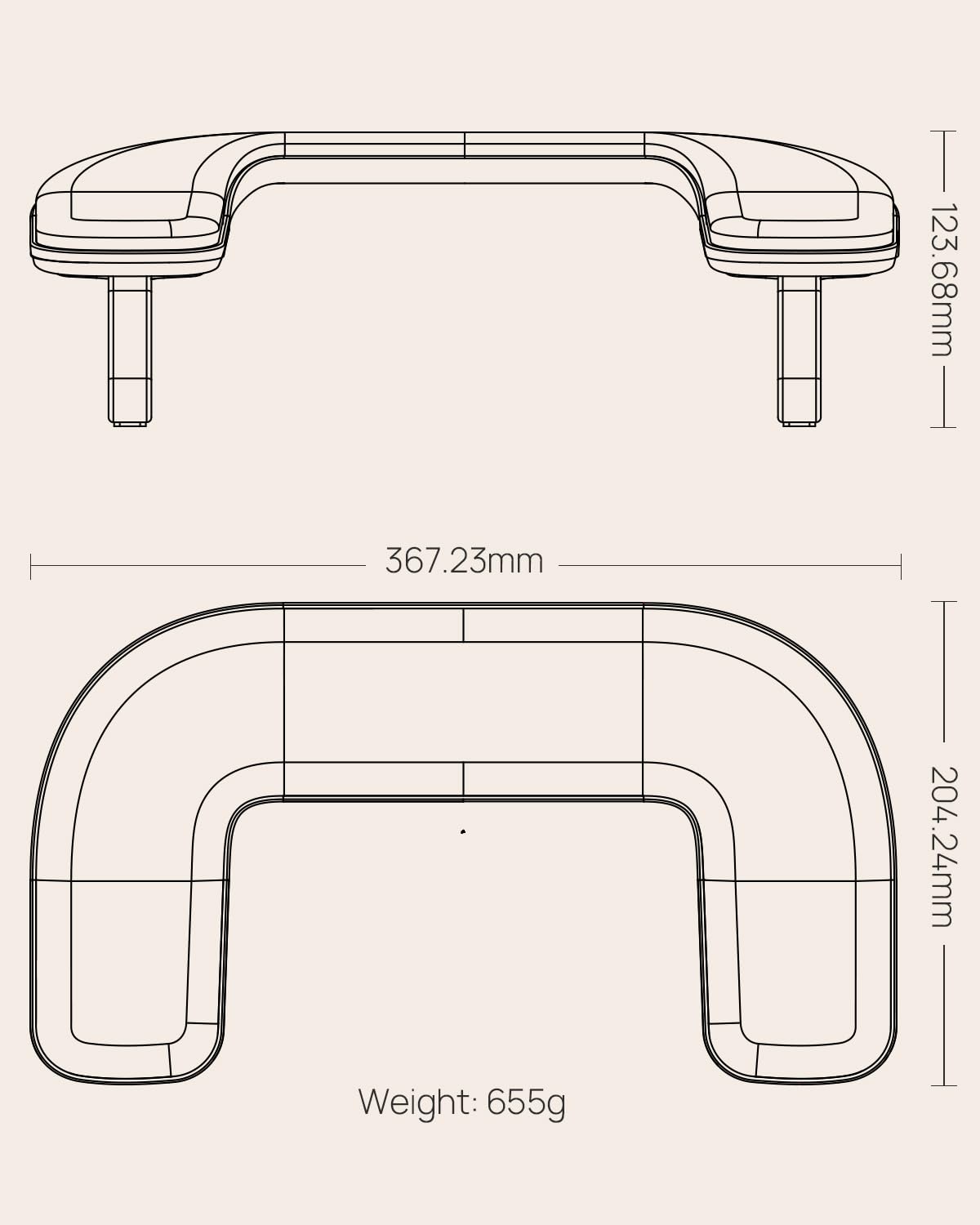 O NAIL non-slip weighted base detail providing secure placement and stability