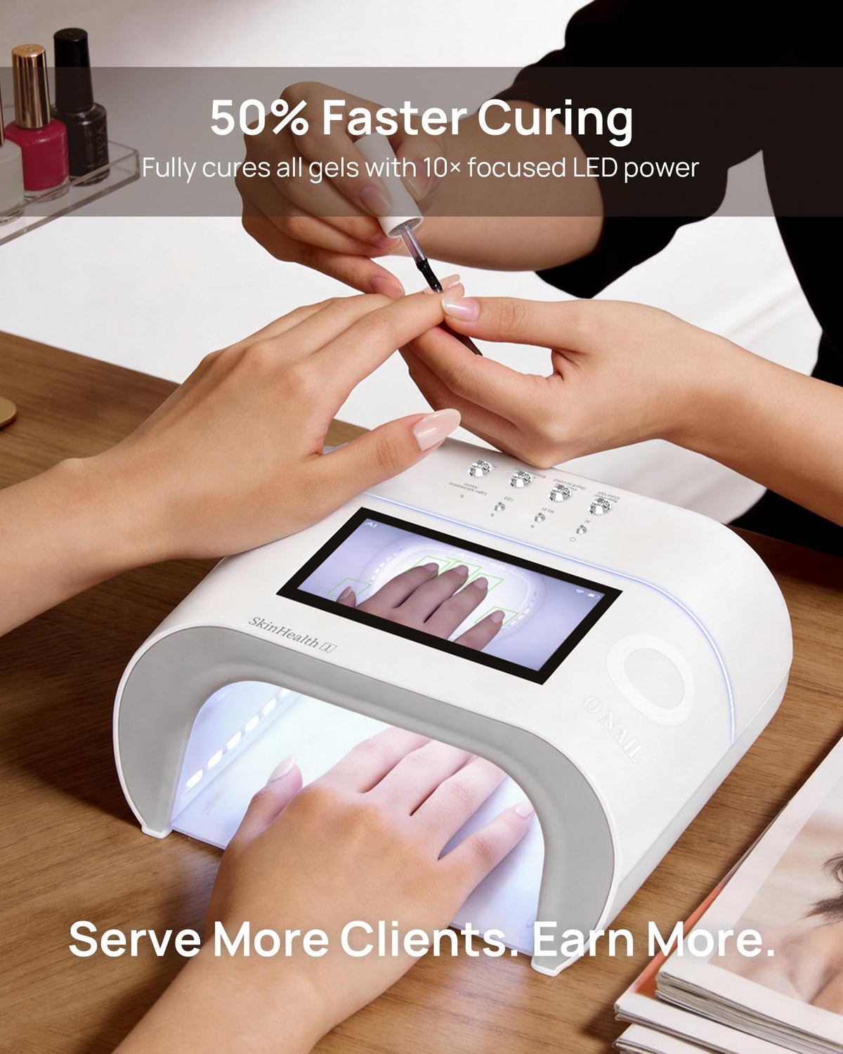 O NAIL demonstrating thumb and pinky coverage for no dead spots