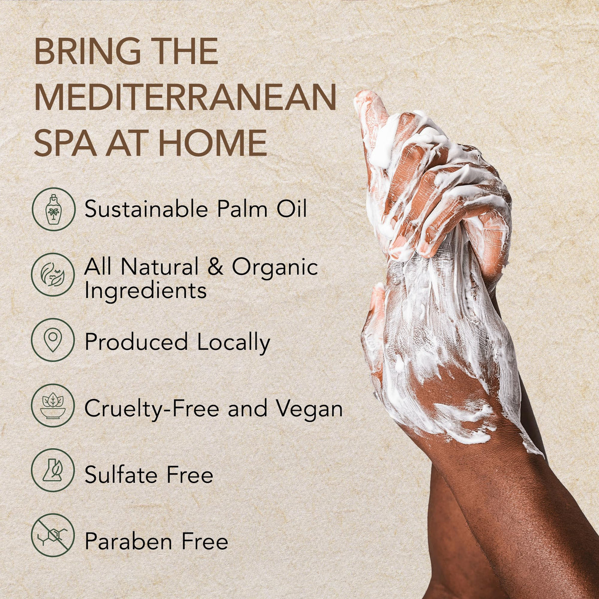 O NATURALS Dead Sea mud soap creating creamy lather for mineral-rich cleanse