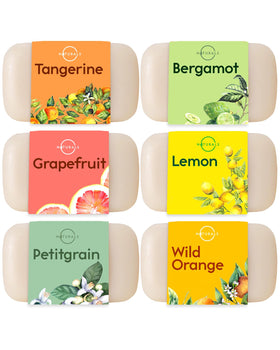 O NATURALS front packaging showing six citrus soap bars and clear gift presentation benefit