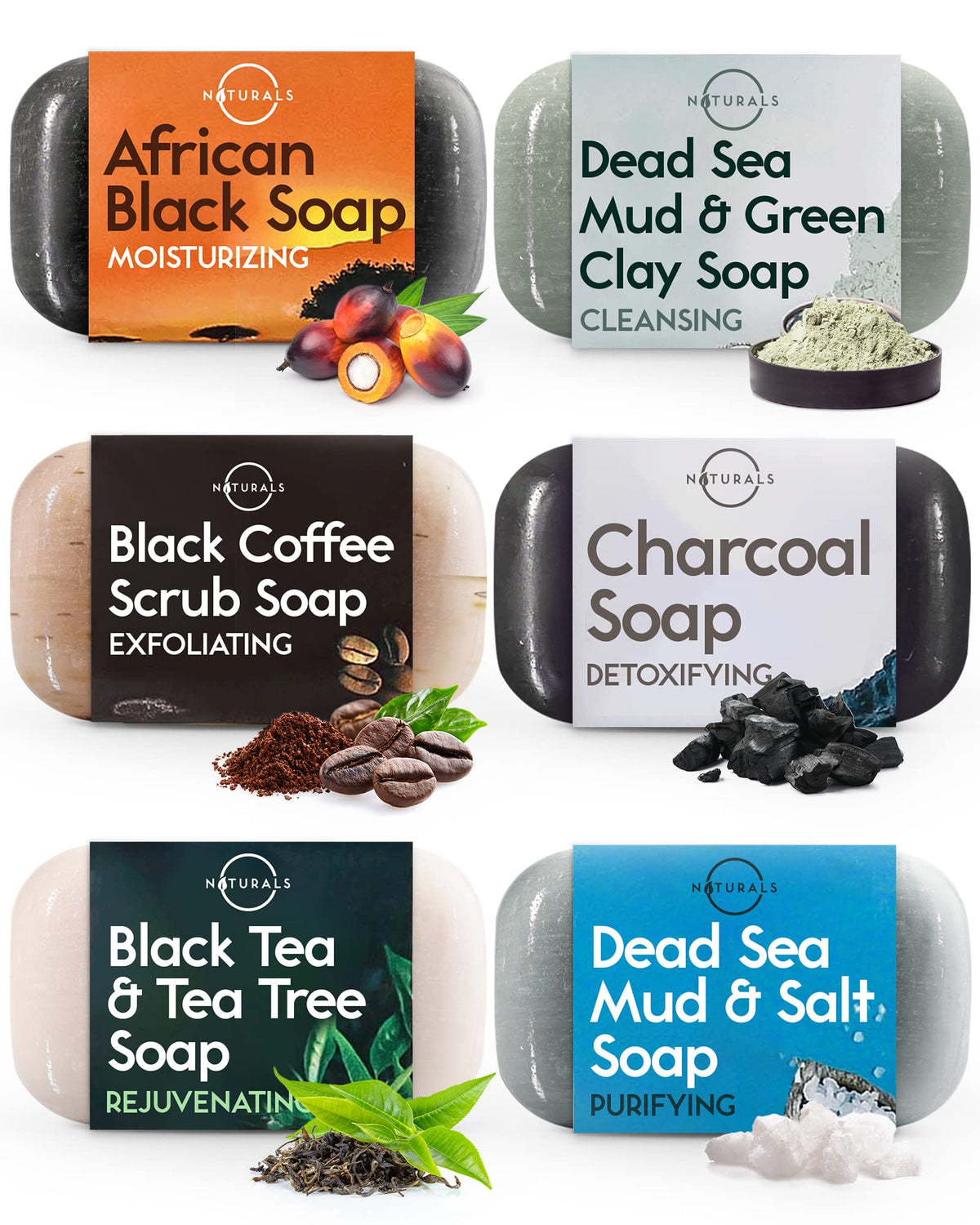 O NATURALS front packaging showing the six-bar gift set and benefits