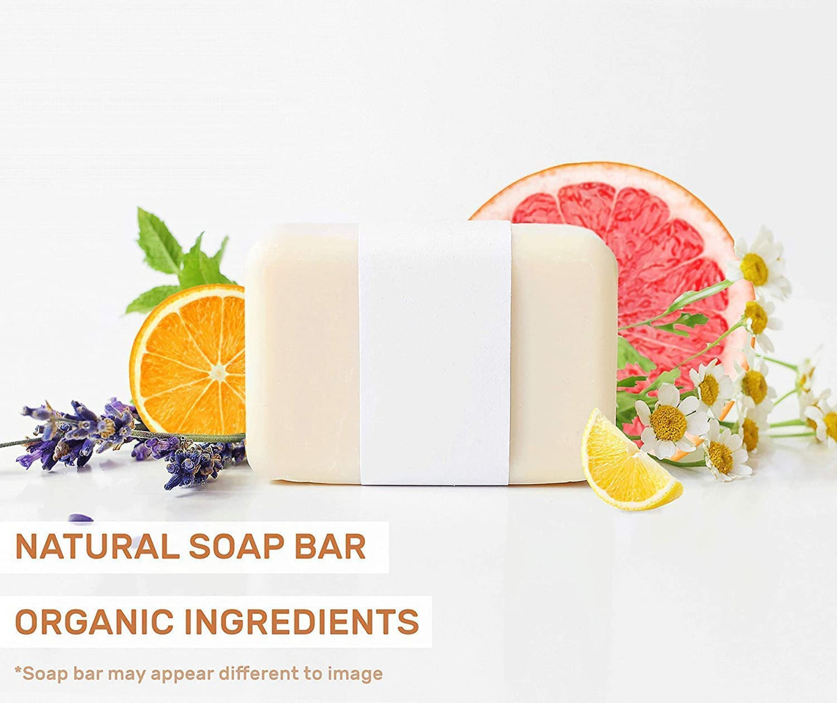 O NATURALS grapefruit bar foamy lather detail showing rich suds for gentle cleansing