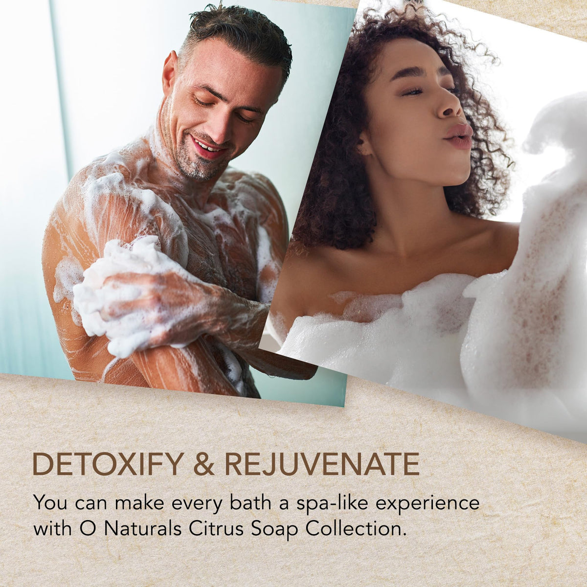 O NATURALS soap in hand demonstrating easy grip and creamy feel for everyday use
