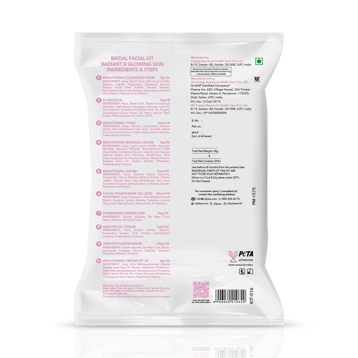 O3+ bridal serum pouch open revealing concentrated dose for glow
