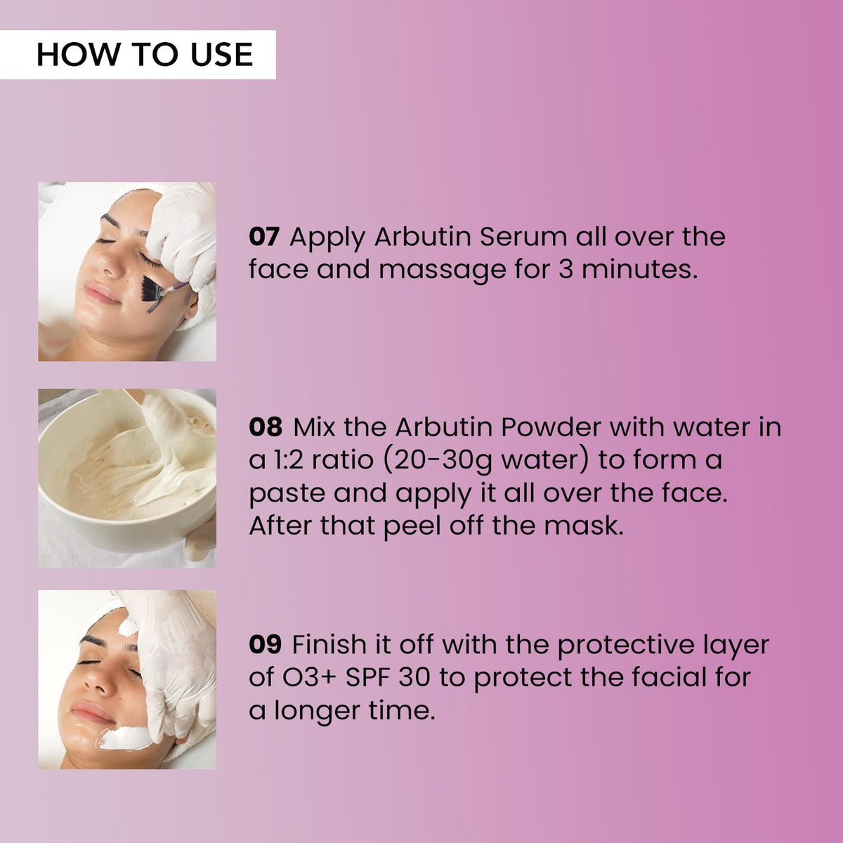 Model applying O3+ mask illustrating application technique and instant glow