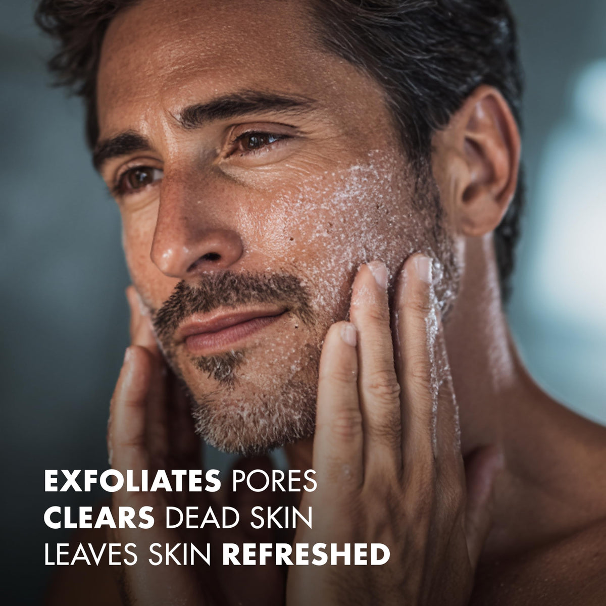 Oak Bishop Juggernaut cream with visible volcanic sand granules for effective exfoliation