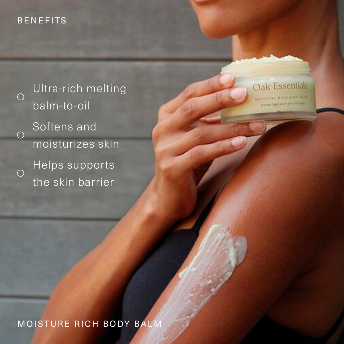 Oak Essentials melting balm in hands demonstrating quick oil transformation benefit