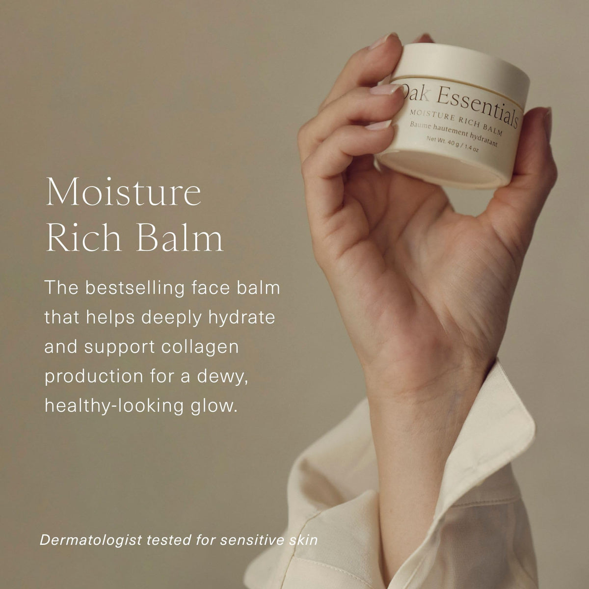 Oak Essentials open jar close-up showing buttery balm texture and nourishment