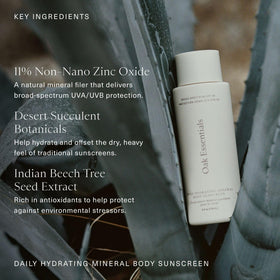 Oak Essentials bottle held next to a hand for accurate 6 fl oz size reference