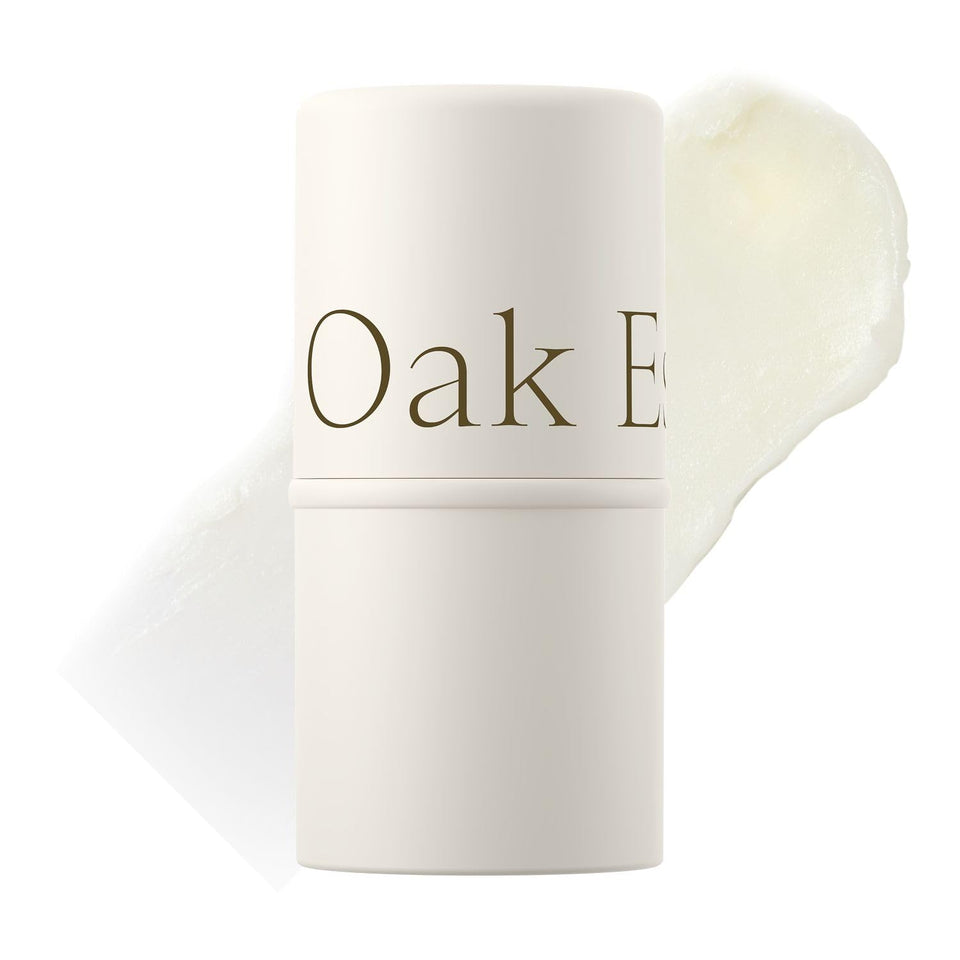 Oak Essentials front jar showing clear dewy balm and brand benefits