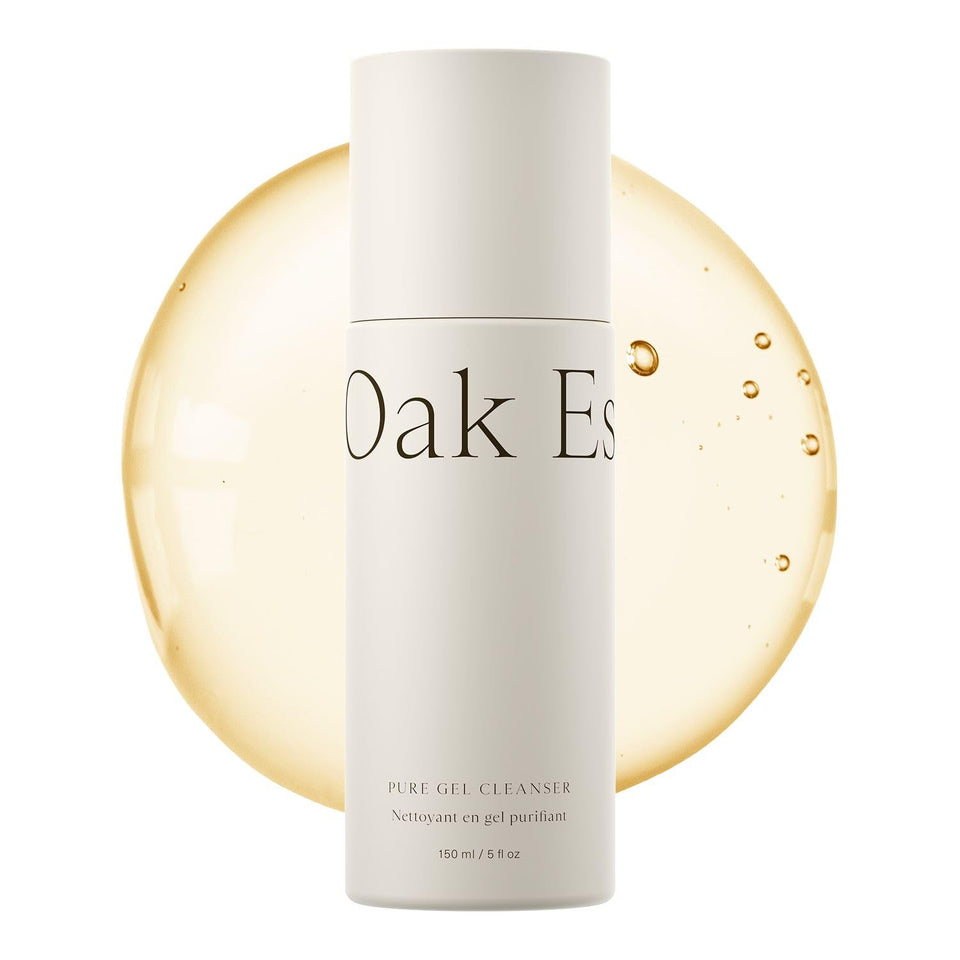 Oak Essentials front packaging showing clean gel cleanser and benefits