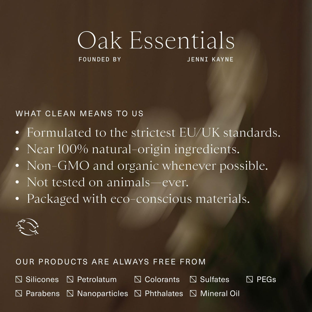 Oak Essentials product group packaging illustrating clean-ingredient commitment
