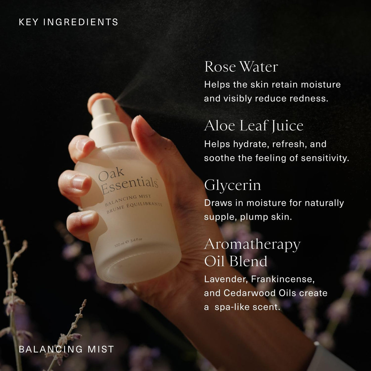 Oak Essentials bottle held in hand showing travel-friendly size