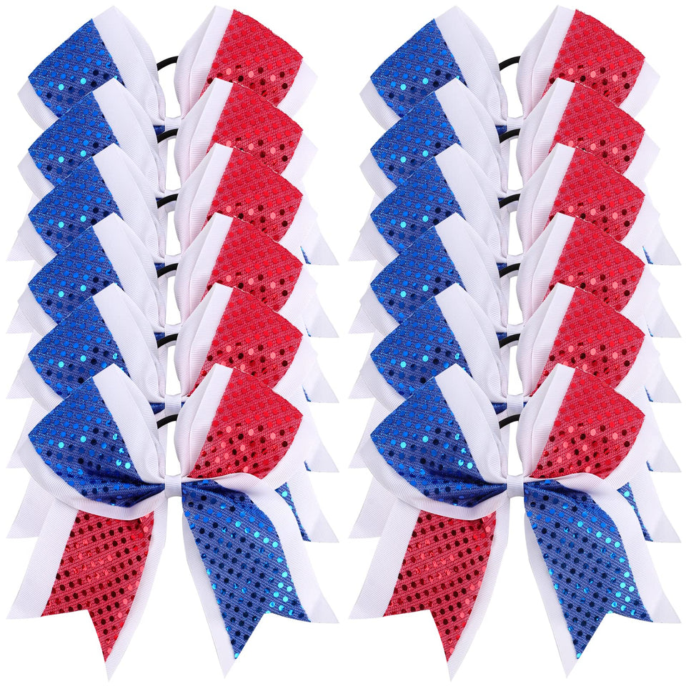 OAOLEER front packaging showing 12 vibrant flag cheer bows, perfect for team use
