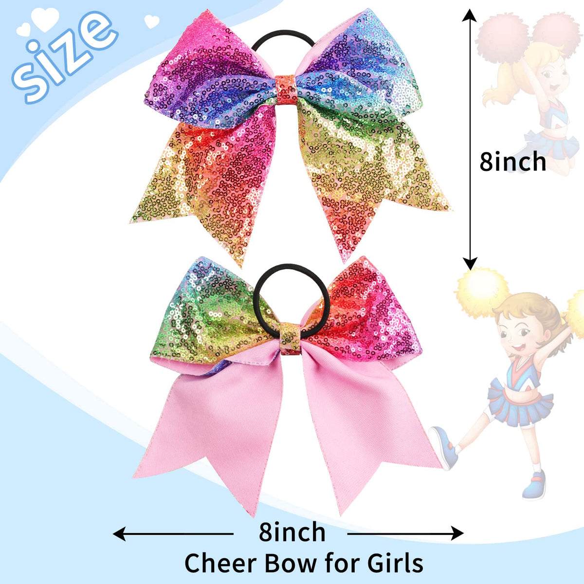 OAOLEER bow held in hand to show 7-inch scale and visible size on performance hair