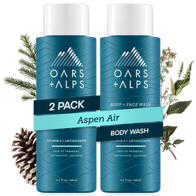 Oars + Alps front packaging showing Aspen Air scent and two-pack for convenience