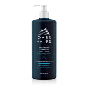 Oars + Alps front bottle showing Fresh Ocean Splash scent and benefits