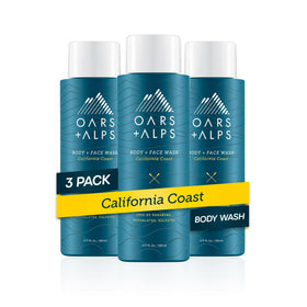 Oars + Alps front packaging showing California Coast scent and three-pack convenience