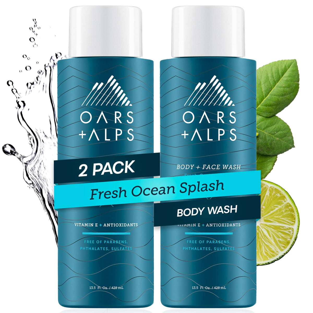 Oars + Alps front packaging showing Fresh Ocean Splash and moisturizing benefits
