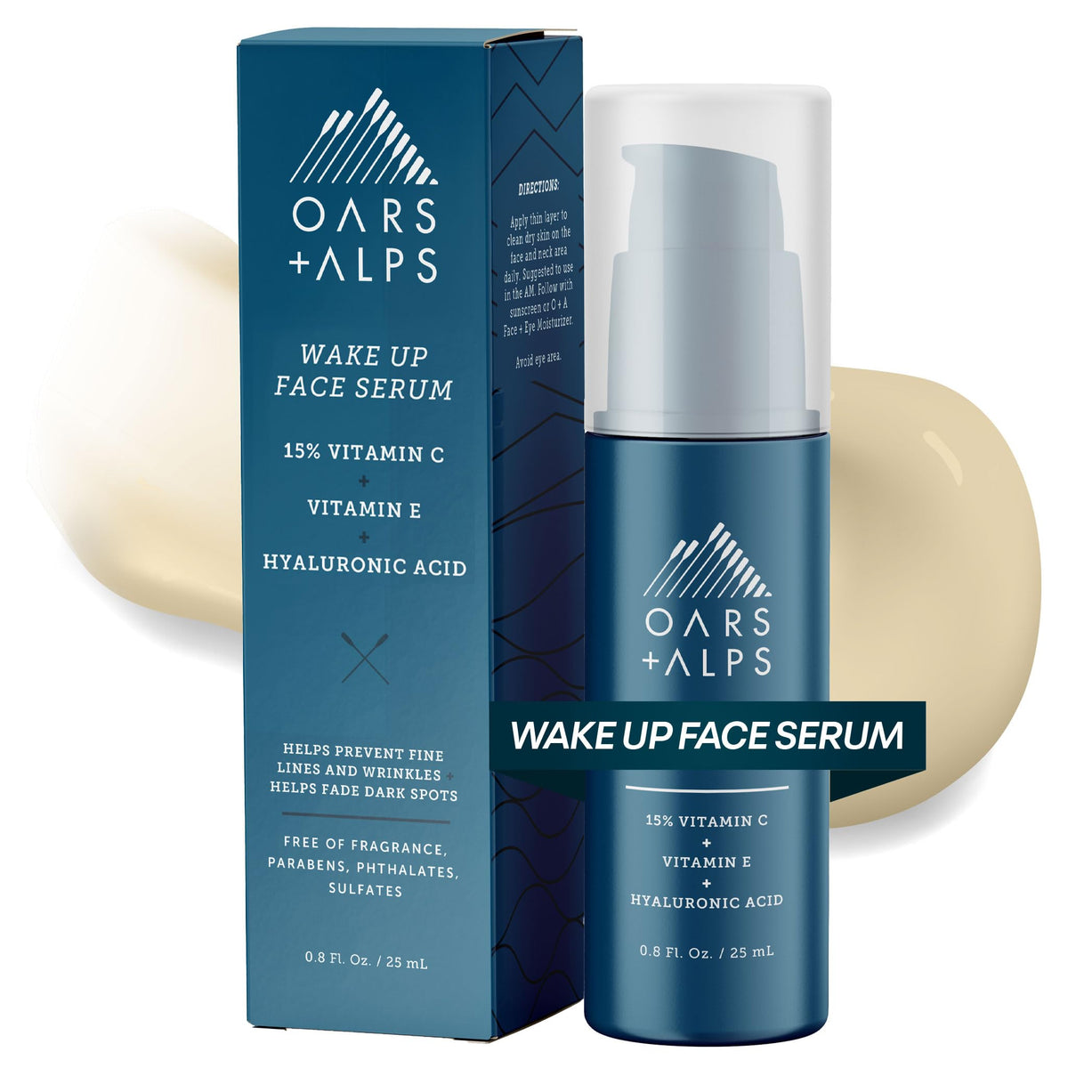 Oars + Alps front packaging showing bottle and brightening benefits